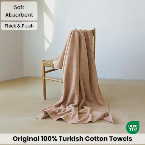 SALBAKOS Luxury 100% Turkish Cotton Bath Sheet 40x80 in (1-Piece, Taupe) | Extra Large Jumbo Oversized Bathroom and Beach Towel, Super Soft Highly Absorbent Thick Premium Hotel Quality, Made in Turkey - color: Taupe, size: Jumbo Bath Sheet