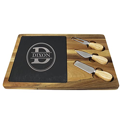 My Personal Memories Premium Personalized Acacia and Slate Cheese and Charcuterie Serving Board with Tools Included (Rectangle 10" x 14") - style: Rectangle 10" x 14"
