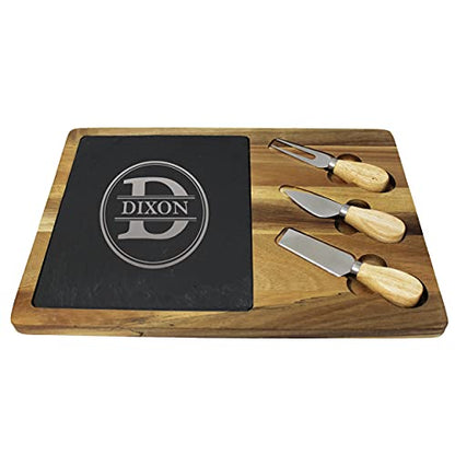 My Personal Memories Premium Personalized Acacia and Slate Cheese and Charcuterie Serving Board with Tools Included (Rectangle 10" x 14") - style: Rectangle 10" x 14"