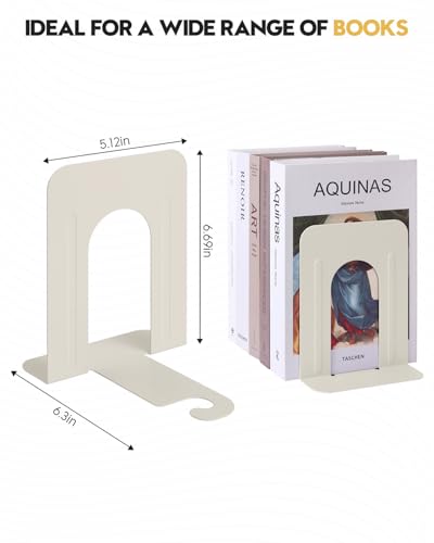 Honagu Bookends, Metal Book Ends, Bookends for Shelves, Book Holder Stopper for Heavy Books, /CDs/DVDs (1 Pair/2 Pieces, Milky White) - color: Milky White