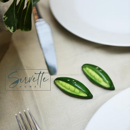 Novelty Ceramic Vegetable Salt and Pepper Shakers Set - Green Peas - color: Green Pea