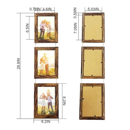 5x7 Wall Hanging Picture Frames Collage with 3 Opening Frames Brown - color: Brown, size: 5x7