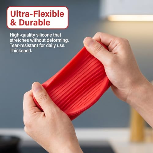 Silicone Cooking Pinch Grips Oven Mitts - Mini Finger Protector Pot Holder for Kitchen,Cooking,Baking,BBQ - Heat Resistant Gloves, 2 Pairs (Black and Red) - color: Black and Red