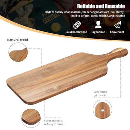 Zubebe 12 Pcs 17 x 6 Inch Acacia Wood Cutting Board with Handle | Charcuterie Board for Laser Engraving, Serving Chopping Board with Handle for Wedding Housewarming Mom Christmas Gift - size: 17"L x 6"W