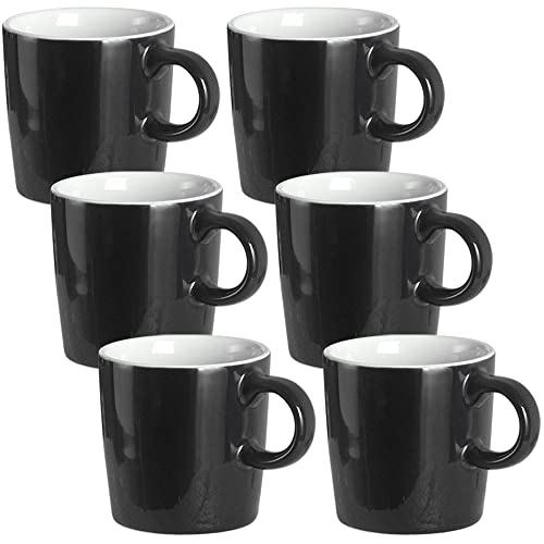 homEdge Mini Porcelain Espresso Cup, 4 Ounces / 120 ml Tiny Ceramic Coffee Mugs Demitasse for Espresso, Tea- Set of 6, Black - color: Black