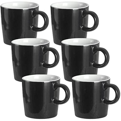 homEdge Mini Porcelain Espresso Cup, 4 Ounces / 120 ml Tiny Ceramic Coffee Mugs Demitasse for Espresso, Tea- Set of 6, Black - color: Black