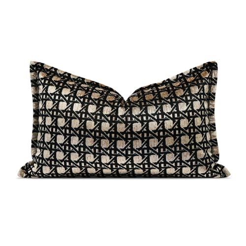 Velvet Lumbar Pillow Covers 12x20 inches, Luxury Gold Geometric Pattern Pillow Cover, Modern Luxury Rectangle Pillow Cushion Covers for Bed Couch Sofa Living Room Bedroom - color: Gem Rhombus, size: 20" x 12" (Pack of 1)
