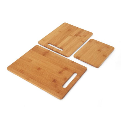 Farberware 3-Piece Wood Cutting Board Set, Reversible Chopping Boards for Meal Prep and Serving, Charcuterie Boards, Wooden Cutting Boards with Built-in Handles, Set of 3 Assorted Sizes, Bamboo - size: 11"L x 0.8"W, style: 3-Piece