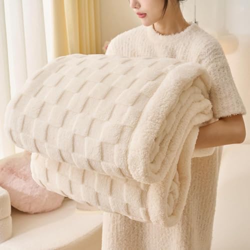 Gracelife Sherpa Throw Blanket for Couch, Flannel Cozy Soft Thick Blanket for Bed - Fleece, Off White, 80x90 Inches - color: Off White, size: 80"*90"