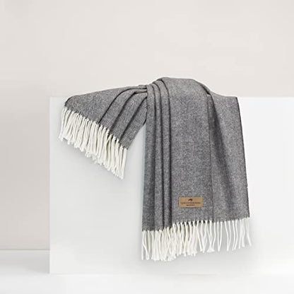 Lands Downunder Charcoal Italian Herringbone Throw - Cotton Blend - 51"x67" - color: Charcoal
