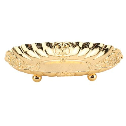 Emoshayoga Metal Oval Tray, Decorative Footed Golden Serving Platter for Multipurpose Home Restaurant Wedding Banquet Fruit Nuts Snake Use (S) - size: 6.3" x 3.9" x 1.6"