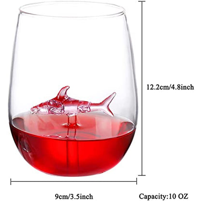 Shark Stemless Crystal Wine Glasses - Personalized Set of 2, Fancy Cool Red Wine Cups, Unique Shark Lover Gifts for Women, Party, Birthday, Wedding (Pink) - color: Pink