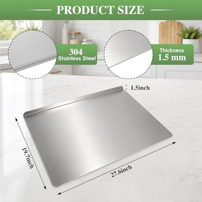 Large 304 Stainless Steel Cutting Board with Lip 70 * 50cm/27.6 * 19.7inch | L-Shaped, Double-Sided, Metal, Kitchen Kneading Plate, Suits for Meats, Fruits, Dough, Veggies - size: 27.6"L x 19.7"W