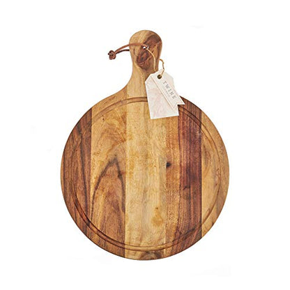 Twine Country Home Acacia Wood Cheese Board Paddle, Acacia Wood Charcuterie Board, 15.8" by 11.9", Gourmet Gift Set - style: Round Cheese Board
