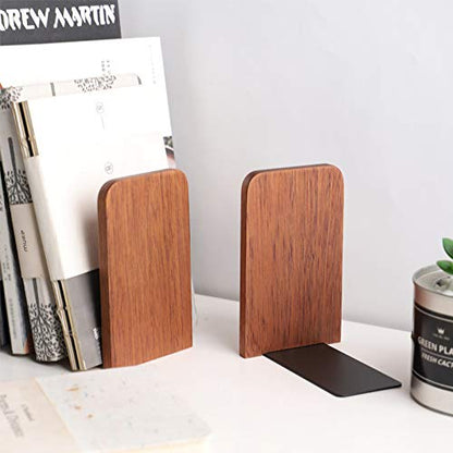 muso wood Sapele Book Ends for Shelves, 1 Pair | Non-Slip Bookends, Heavy Duty Wooden Bookend, Suitable for Books & Movies Storage - color: Sapele-2 Pairs