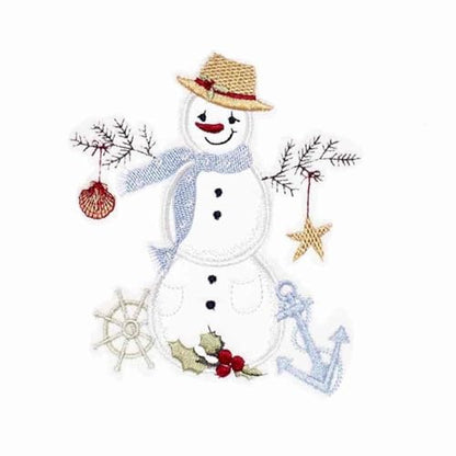 Avanti Linens - Bath Towels, Soft Cotton Velour, Embroidered, Festive Home Decor, Set of 2 (Coastal Snowman Collection) - size: 2pc Bath Towels