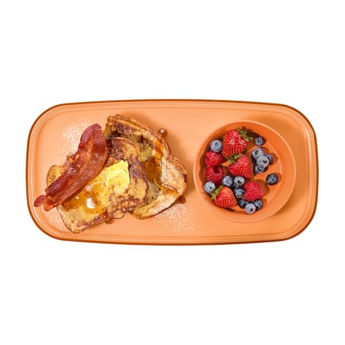 madesmart dipware Small Serving Plate, Stackable & Removable Dip Bowl for Salsa, Queso, Salad, Olives, Dishwasher & Microwave Safe, Multipurpose Plate & Bowl, Orange - color: Translucent Terracotta, size: Small