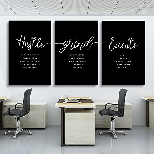 Gift for Boss,Framed Canvas Wall Art Success Quote, Office Wall Art, Black Large Poster, Positive Motivational Set of 3 Prints, Execute Failure Definition, Inspirational Print (F-3pcs,24x36inchx3pcs) - color: F-3pcs, size: 24x36inchx3pcs