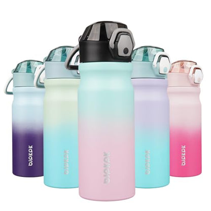 BJPKPK 18 oz Water Bottle with Straw & Handle, Insulated Stainless Flask | Leak Proof Locking Lid, Thermal, Double Wall Vacuum, Keeps Hot/Cold, BPA Free, Dishwasher Safe, Travel & Sports, Bubble Gum - color: A-Bubble Gum, size: 18 Ounces