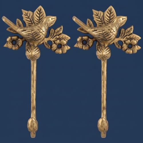2 Pack Bird Towel Hook Golden Coat Hanger Vintage Wall Mount Decorative Towel Hooks for Bathroom Entryway Bedroom Living Room