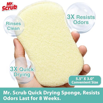 Mr. Scrub Sponges Kitchen Scrub Dish Sponge Scouring Pad, 6 Pack Cleaning Brush Scrubber Supplies for Soap, Dishwashing Dinnerware Sets Pan Pot Glass Dishwasher Sink Bathroom Towels Cloth Rags Holder - size: 6 Pack