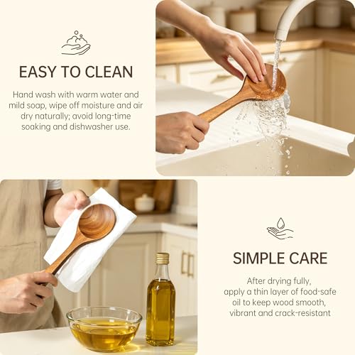 12 PCS Natural Acacia Wooden Utensil Set Wooden Spoons for Cooking | Non-Toxic, Nonstick Safe, Sturdy & Easy to Clean, Comes with Holder, Spoon Rest & 6 Hooks, Perfect Practical Kitchen Gift - size: 12 PCS SET