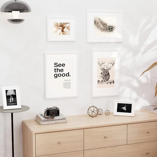 4x6 inch Picture Frame, 4x6 Photo Frames with 3.5x5 Removable Mat - High Definition Plexiglass - Vertical and Horizontal Display - Wall Hanging Frame - White, 12 Pack - color: White, size: 4x6, 12P