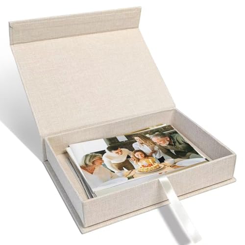 8x10" Archival Photo Storage Box with Lid – Stackable Memory Keepsake Organizer for Photos, Certificates, Jewelry & Scrapbooking Supplies, Photo Cases and Postcard Keeper Storage Container Box Beige - color: Beige, size: 8" x 10"