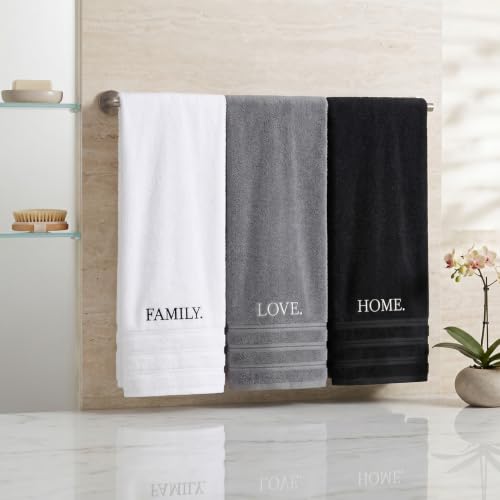 3 Pcs Farmhouse Decorative Hand Towels, Bathroom Kitchen Cotton Towel Set | 13.8x29.5 Inch Embroidery Cotton Hand Towels, Rustic Boho Decor for Bathroom Kitchen, Housewarming Gift(Family Love Home)