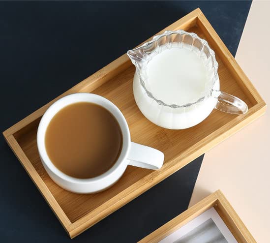 3 Pcs Bamboo Bathroom Tray, Flat Wood Basket Tray, Wooden Shallow Storage Basket, Bamboo Organizer for Bathroom, Living Room, Kitchen Countertop