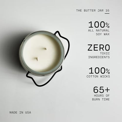 Milkhouse Candle Company Sweet Tobacco Leaves Soy Candle - Honey | Tobacco | Teakwood Scented - 16 oz Butter Jar with Lid, 65+ Hour Burn Time, Made in the USA - size: 16 Oz