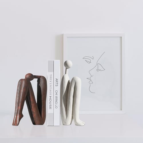 BANOMII Decorative Bookends for Heavy Books, Thinker Statue Book Holders for Shelves & Office Desk, Abstract Decor Aesthetic Book Ends Stoppers, Modern Bookshelf Decoration - style: Thinkers