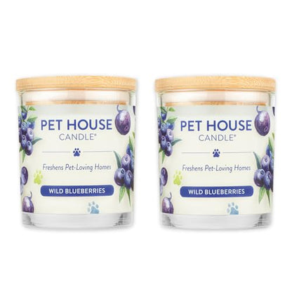 Pet House Candles, Natural Soy-Based, Clean Burning Pet Friendly Candles, 60 Hour Burn Time - Wild Blueberries, 9 oz, 2 Pack - color: Wild Blueberries, size: Pack of 2