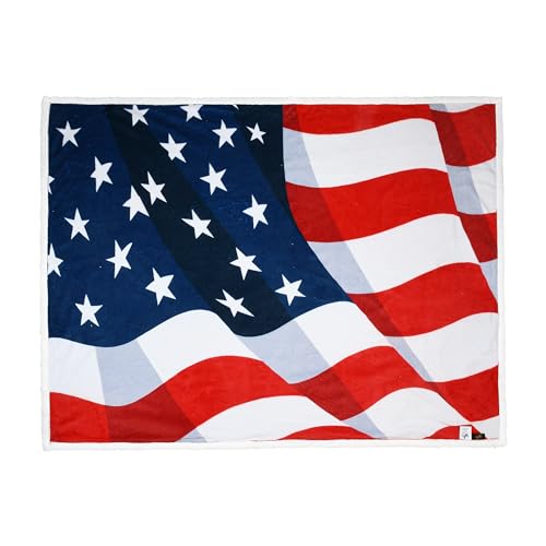 Tirrinia US Flag Patriotic Sherpa Throw American Flag Blanket, Cozy Sherpa Fleece Plush Bed Throw TV Blankets Reversible for Bed or Couch 4th of July Citizenship Election Veteran Gift - color: Fluttering Us Flag