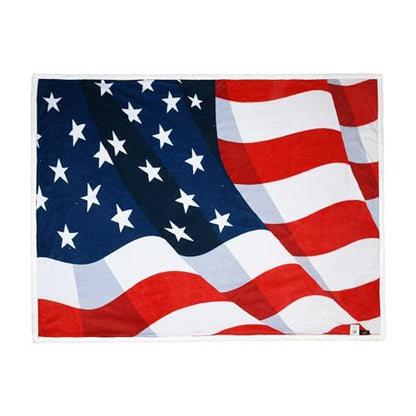 Tirrinia US Flag Patriotic Sherpa Throw American Flag Blanket, Cozy Sherpa Fleece Plush Bed Throw TV Blankets Reversible for Bed or Couch 4th of July Citizenship Election Veteran Gift - color: Fluttering Us Flag