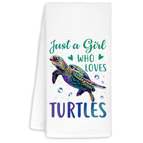 Jvpke Sea Turtle Bathroom Decor, Just A Girl Who Loves Turtles Hand Towels for Kithen Bathroom, Sea Turtle Gifts for Women Turtles Lovers, 16×24 Inch - color: Ocean1