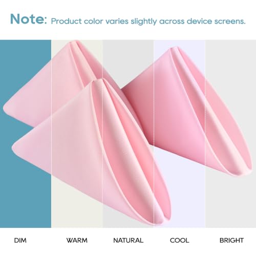 VidaFete Pink Cloth Napkin, 17 x 17 Inch Polyester Napkins Set of 12 | Polyester Napkins Cloth Reusable & Wrinkle-Resistant Dinner Napkins for Weddings, Banquets, Parties, Hotels and Restaurants - color: Pink, size: 17" x 17" (Set of 12)