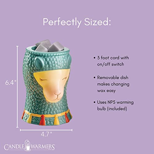 Candle Warmers ETC. Illumination Fragrance Warmer- Light-Up Warmer for Warming Scented Candle Wax Melts and Tarts or to Freshen Room, Blue Llama - size: Llama (Porcelain)