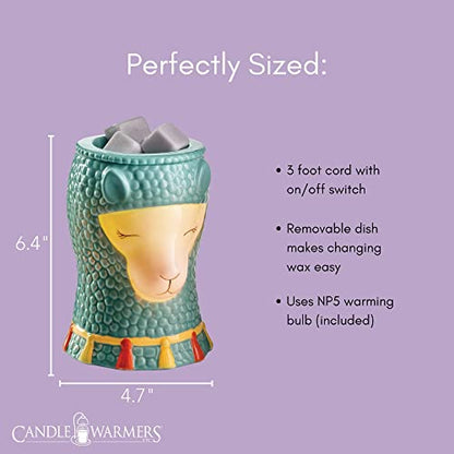 Candle Warmers ETC. Illumination Fragrance Warmer- Light-Up Warmer for Warming Scented Candle Wax Melts and Tarts or to Freshen Room, Blue Llama - size: Llama (Porcelain)