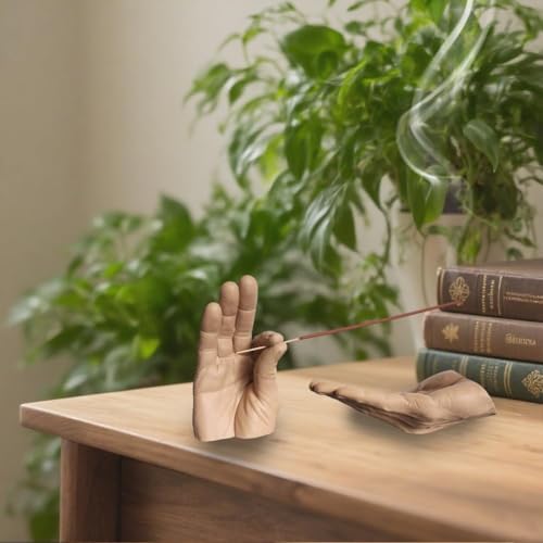 Hand Statues Incense Holder - Incense Burner Ash Catcher, Handcrafted Incense Stick Holder with Ash Catcher, Artisan Incense Burner for Meditation & Yoga (Yellow) - color: Yellow