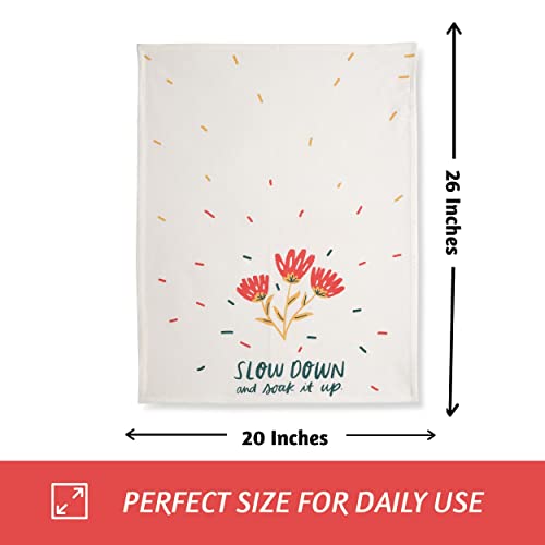 Folkulture Cute Kitchen Towels - Summer Kitchen Towels with Hanging Loop | 100% Cotton, Machine Washable, Tea Towels for Dying Dish Kitchen Essentials, Housewarming Gifts New Home, 20 X 26 Inch - color: Bloom
