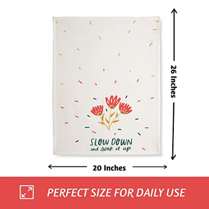 Folkulture Cute Kitchen Towels - Summer Kitchen Towels with Hanging Loop | 100% Cotton, Machine Washable, Tea Towels for Dying Dish Kitchen Essentials, Housewarming Gifts New Home, 20 X 26 Inch - color: Bloom
