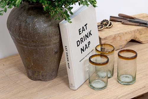 Amber Rim 14 oz Drinking Glasses (set of 6), Recycled Glass, Lead-free, Toxin-Free (Drinking) - style: 14 oz Drinking