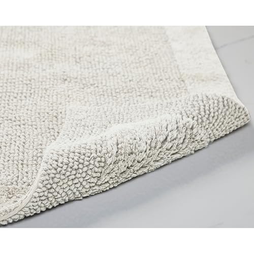 Better Trends Rectangle Bath Rug 100% Cotton Ultra Soft Water Absorbent, Reversible, Quick Dry Bath Mat, Washable Bath Mats for Bathroom, 17" x 24" Bathroom Rug Ivory Edge Collection