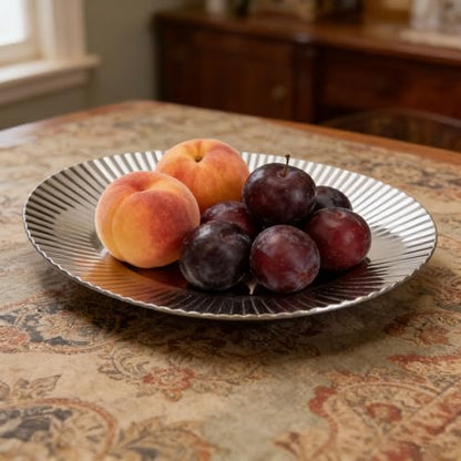 Dpofirs Stainless Steel Serving Platter, Decorative Metal Tray for Snack Fruit Dessert, Elegant Home Decor for Wedding Party