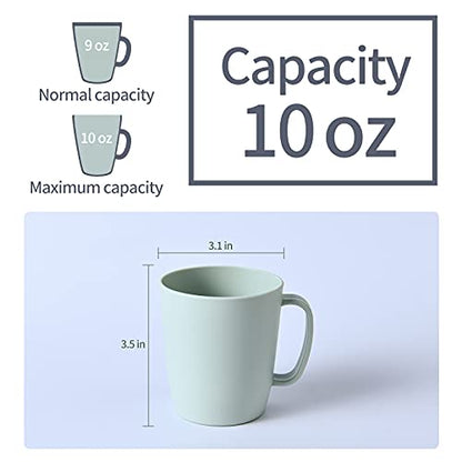 Coffee Mugs Set of 5,10 Ounce,3 Basic Colors | Unbreakable Plastic Coffee Cups Set with Handle, Reusable Plastic Mug Dishwasher Safe