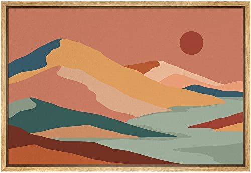 SIGNFORD Framed Canvas Print Wall Art Pastel Paint Stroke Mountain Range Environment Nature Wilderness Illustration Modern Art Zen Landscape Colorful for Living Room, Bedroom, Office - 16"x24" NATURAL - color: Ae01-2206-n19, size: 24"L x 16"W