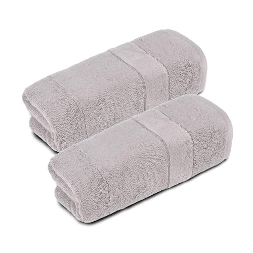 820GSM Luxury Fingertip Towels, Set of 2 (12x20 Inches), 100% Turkish Cotton – Premium Small Hand Towels for Bathroom, Spa & Hotel, Ultra Absorbent & Thick, Light Grey - color: Light Gray, size: Fingertip