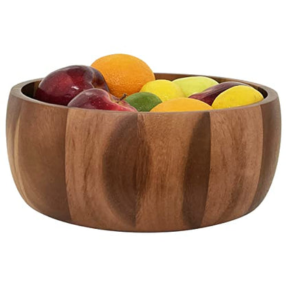 Woodard & Charles Acaica Wood 12" x 5" Serving Bowl Set with Serving Hands, 3 Piece Set ★★PACK OF 4★★ - size: 12" x 5" Bowl w/ Salad Hands-*Pack of 4*