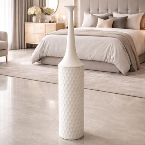 Leewadee Large Floor Vase 26 inches Metal for Pampas Grass, Dried Flowers | Decor Vase for the Living Room, ready for Pampas & Branches. Shatterproof, no shards, modern & industrial - color: White / Honeycomb